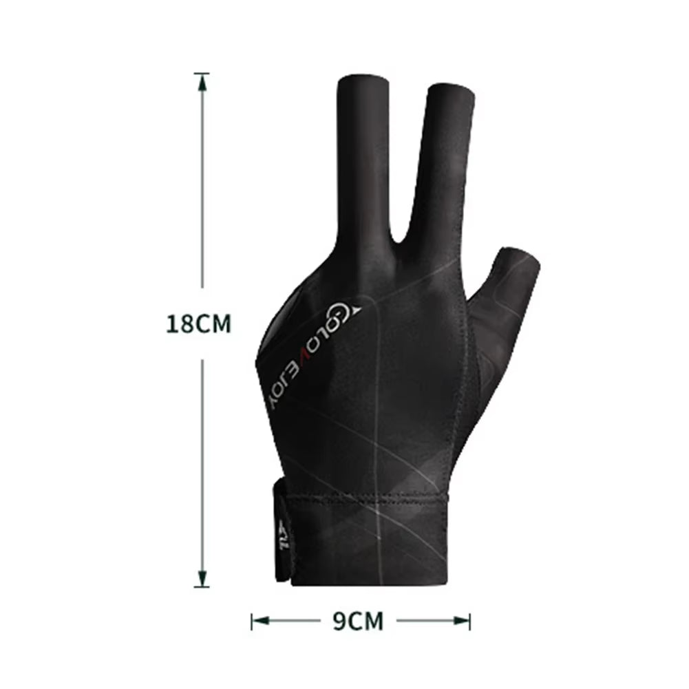 Open Finger Billiard Pool Gloves Adjustable Sticker Polyester Snooker Pool Gloves Portable Lightweight Reusable Amateur Training