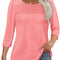 Womens Tops 3/4 Length Sleeve Blouses Dressy Casual Spring Summer Outfits Pleated Front T Shirts Curved Hem