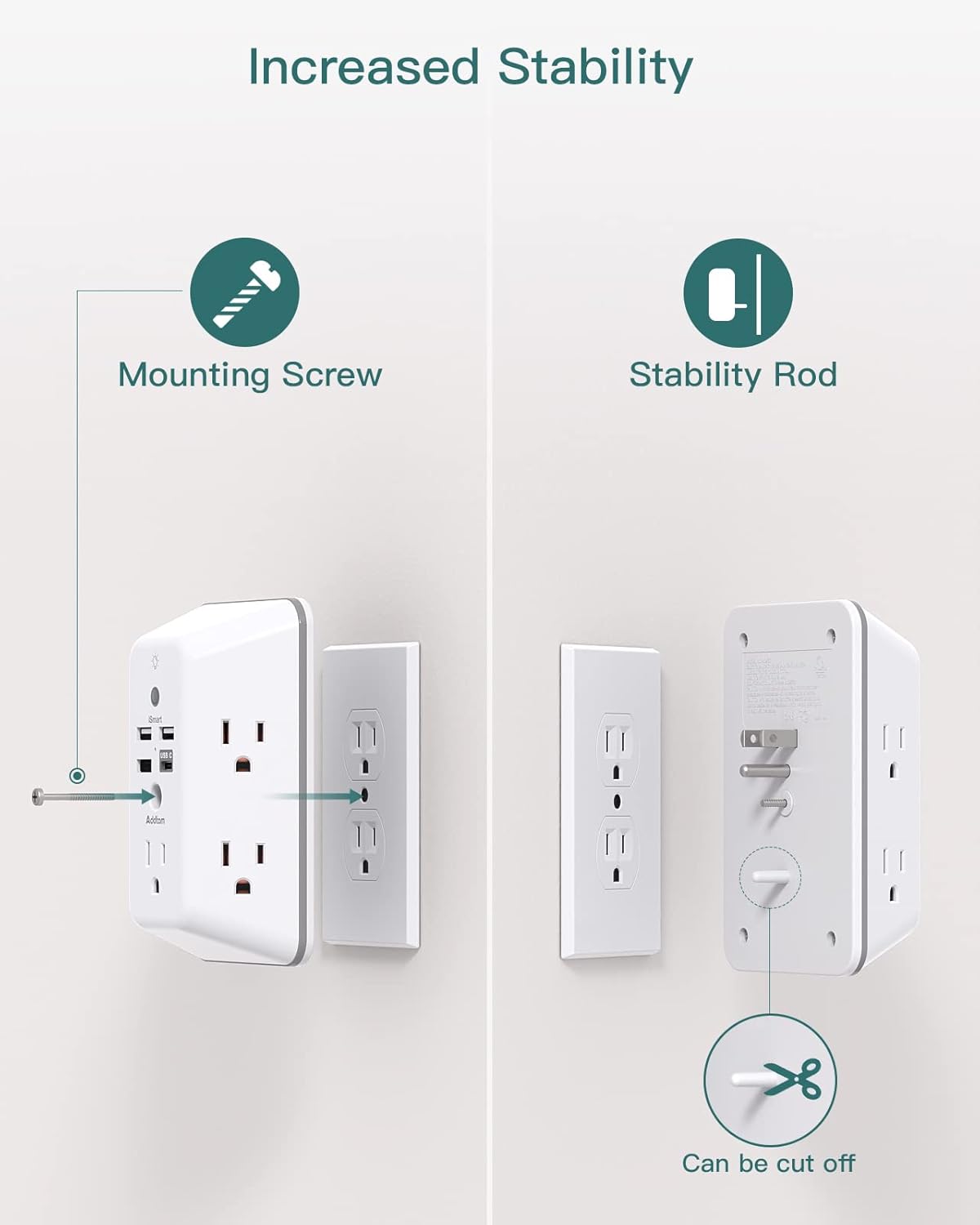 Surge Protector, Outlet Extender with Night Light, 5-Outlet Splitter and 4 USB Ports(1 USB C), Multi Plug Wall Outlet for Home Office Dorm Room Essentials