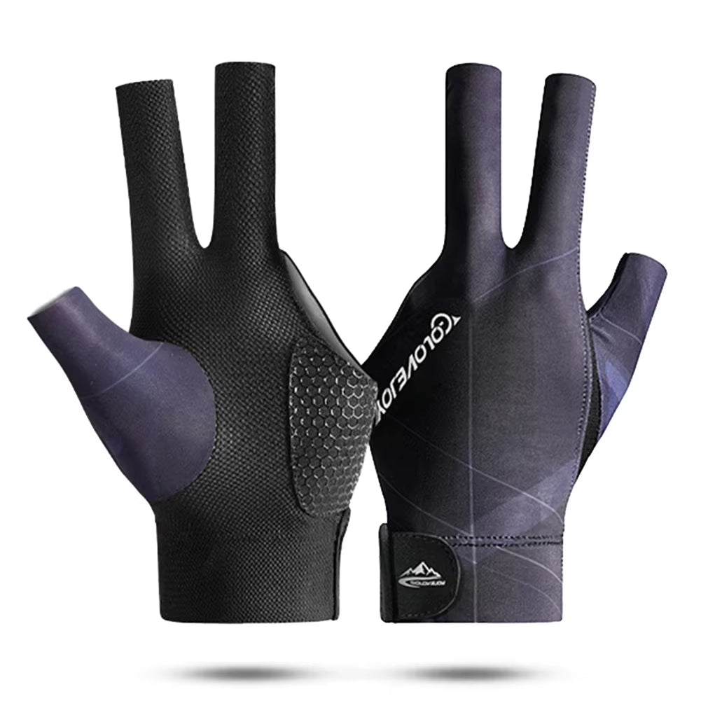 Open Finger Billiard Pool Gloves Adjustable Sticker Polyester Snooker Pool Gloves Portable Lightweight Reusable Amateur Training