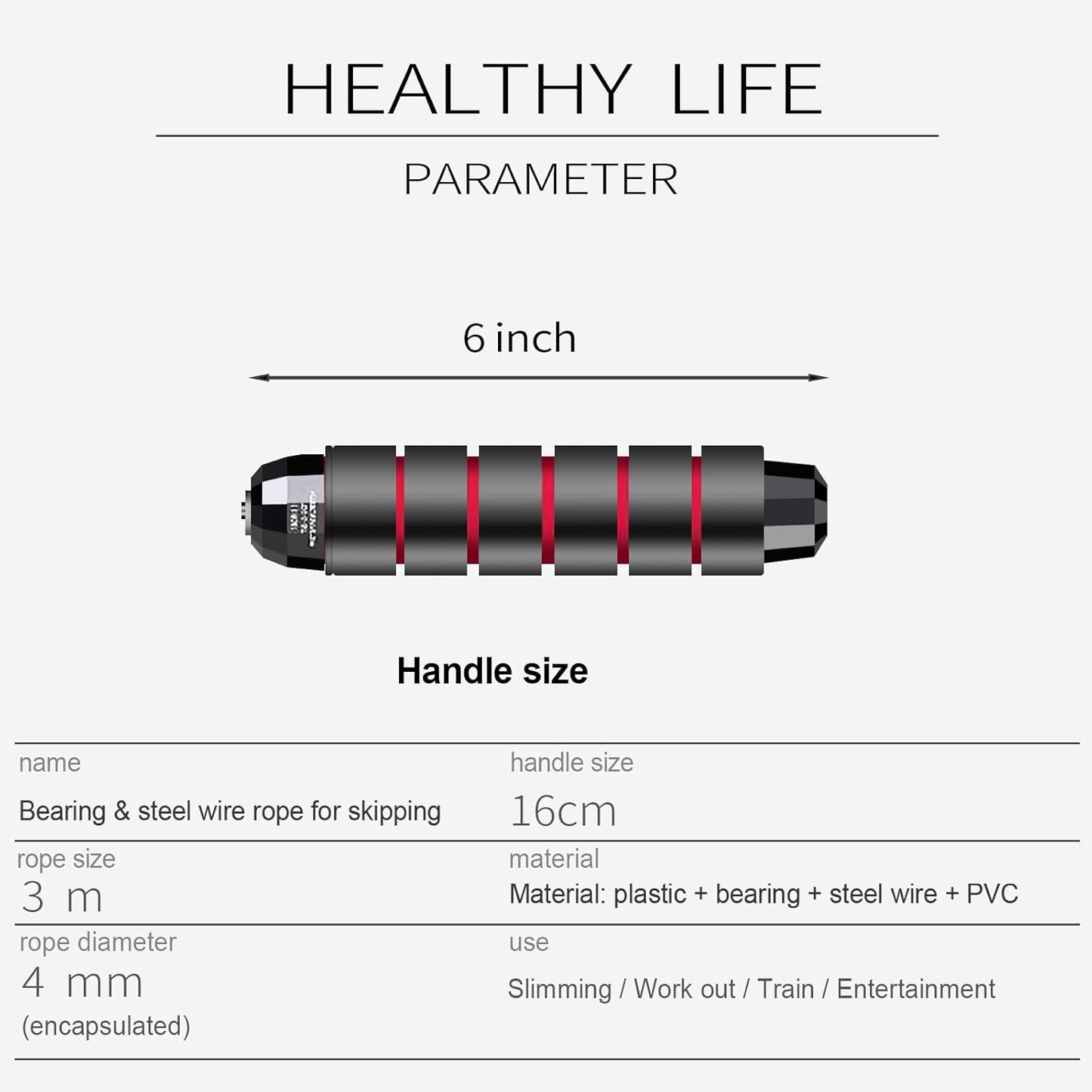Skipping Rope with Ball Bearings Rapid Speed Adjustable Jump Rope Cable and 6” Memory Foam Handles Ideal for Aerobic Exercise like Speed Training, Extreme Jumping, Endurance Training and Gym