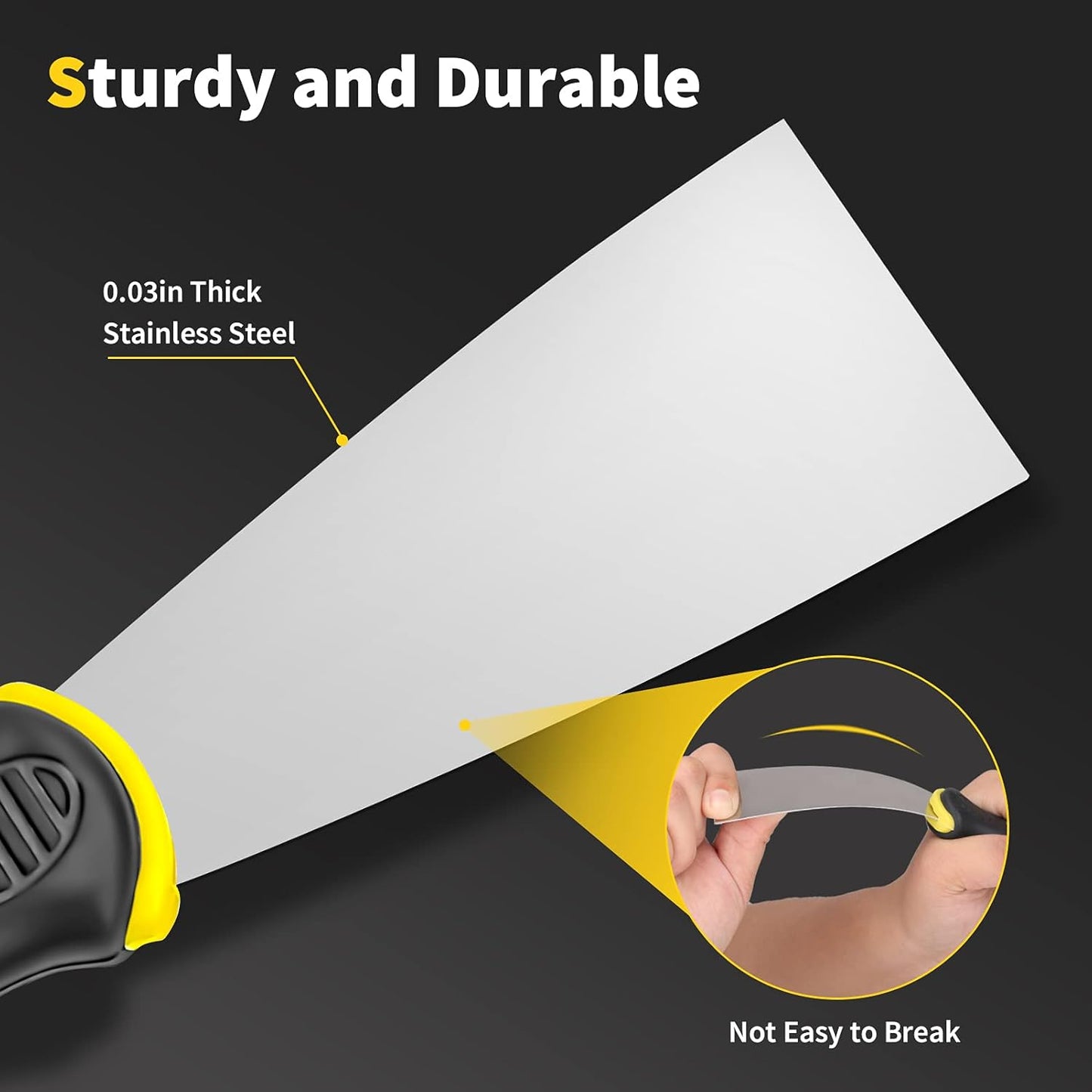 Putty Knife, 4Pcs Spackle Knife Set (2, 3, 4, 5 In), Stainless Steel Paint Scraper, Taping Knife Tool for Repairing Drywall, Removing Wallpaper, Applying Putty, Plaster, Cement, Adhesive