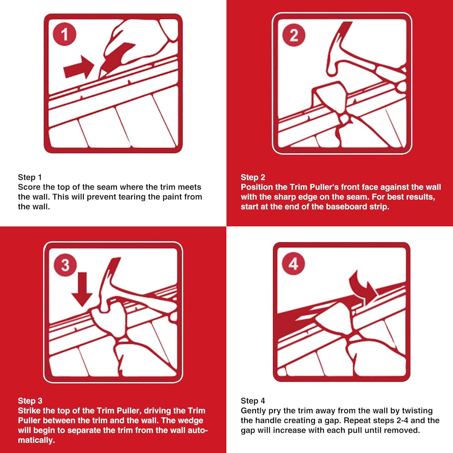 Trim Puller, Removal Multi-Tool for Commercial Work, Baseboard, Molding, Siding and Flooring Removal, Remodeling
