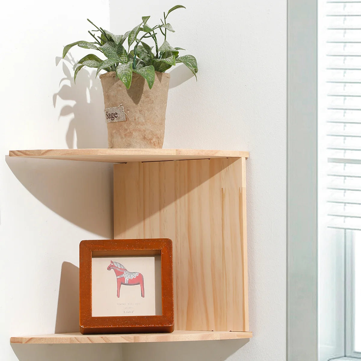 2/4/5 Layers Wooden PVC Corner Shelf Burlywood Storage Shelf Boho Home Decoration Floating Wall Organizer Room Decors Aesthetic