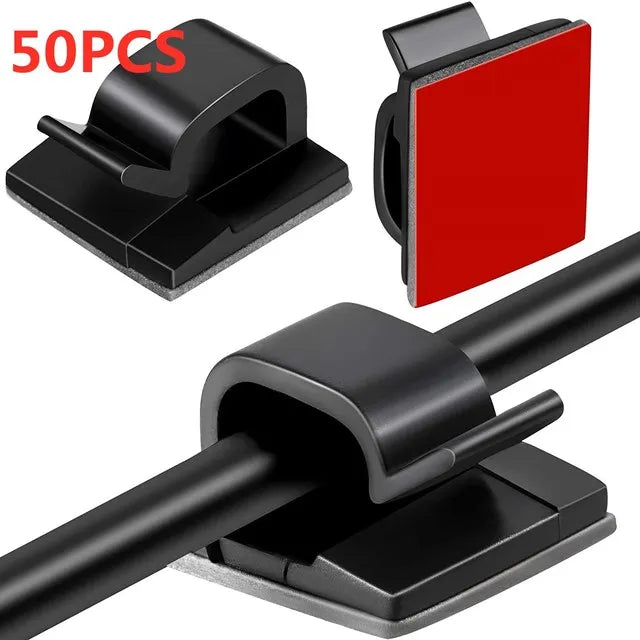 Cable Organizer Clips Wire Winder Holder Cord Protector USB Cable Management Adhesive Hooks Desk Clamp for Car Earphone Mouse