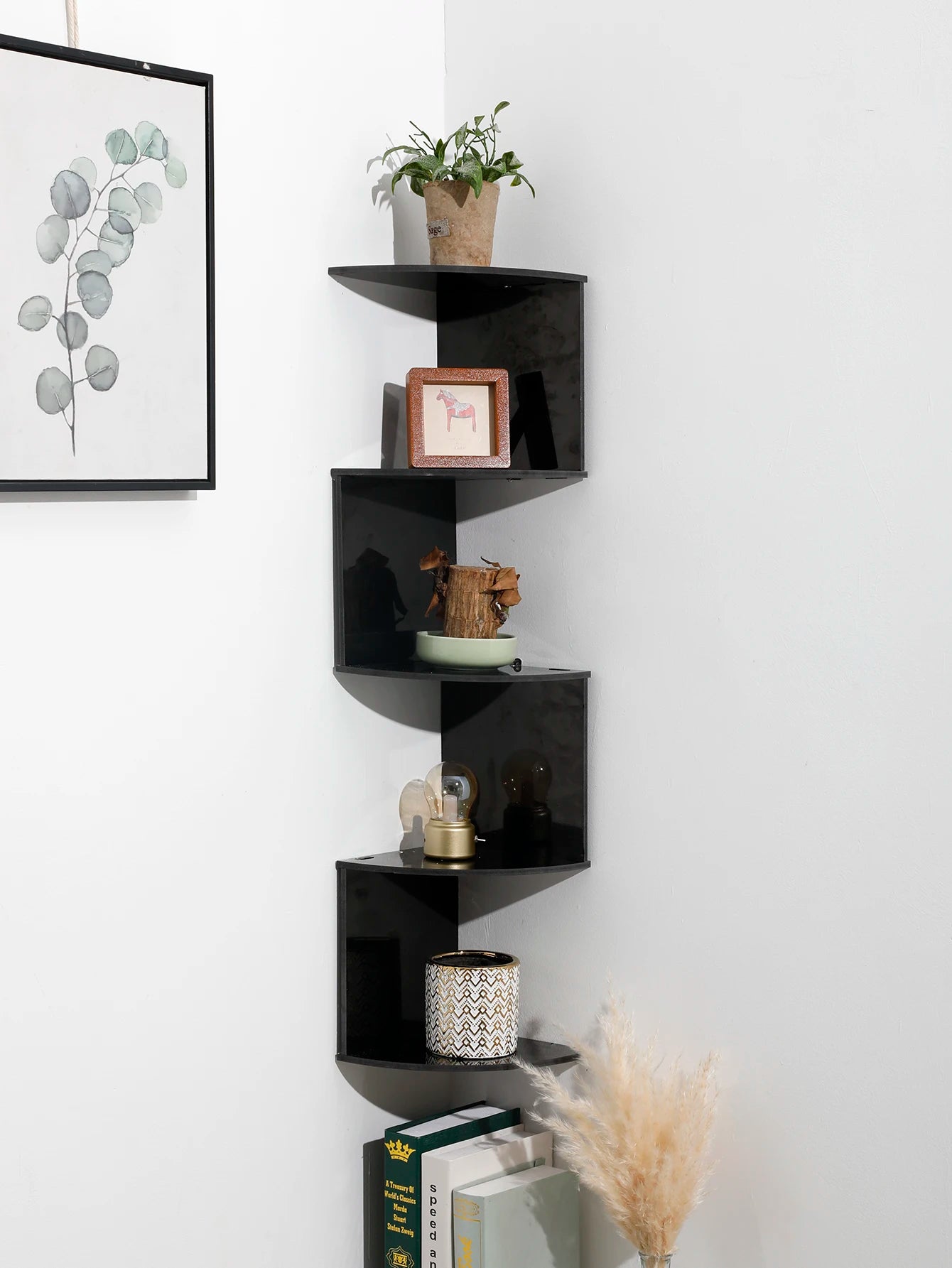 2/4/5 Layers Wooden PVC Corner Shelf Burlywood Storage Shelf Boho Home Decoration Floating Wall Organizer Room Decors Aesthetic