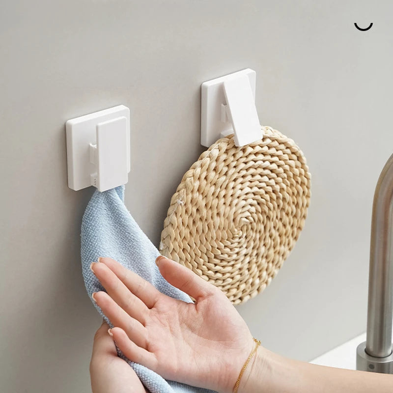 Non Perforated Storage Clip Bathroom and Toilet Wall Clamp Face Towel, Toothpaste, Facial Cleanser Storage Rack, Towel Hook