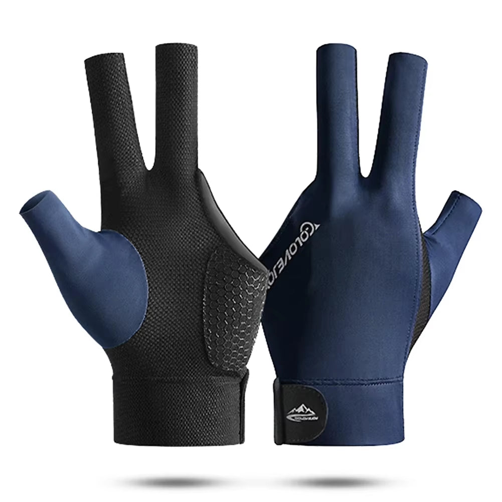 Open Finger Billiard Pool Gloves Adjustable Sticker Polyester Snooker Pool Gloves Portable Lightweight Reusable Amateur Training