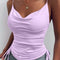 Women'S Solid Tank Top V Neck Camisole Cami Drawstring Spaghetti Strap Top Sleeveless Blouse Tank Shirt New Summer Crop Top