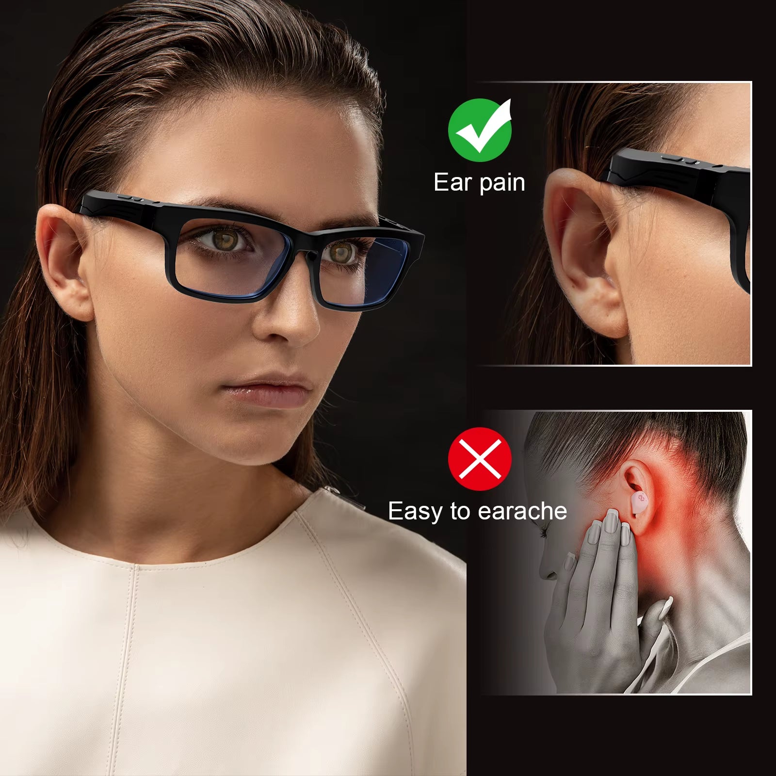 Smart Glasses, Bluetooth for Men Women Wireless Glasses with Speakers, Built-In Mic, Clear Phone Calls Game Music Audio for And