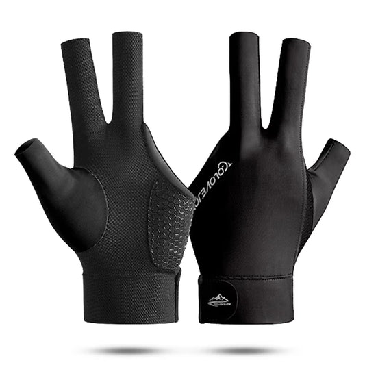 Open Finger Billiard Pool Gloves Adjustable Sticker Polyester Snooker Pool Gloves Portable Lightweight Reusable Amateur Training
