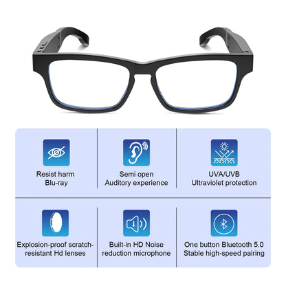 Smart Glasses, Bluetooth for Men Women Wireless Glasses with Speakers, Built-In Mic, Clear Phone Calls Game Music Audio for And