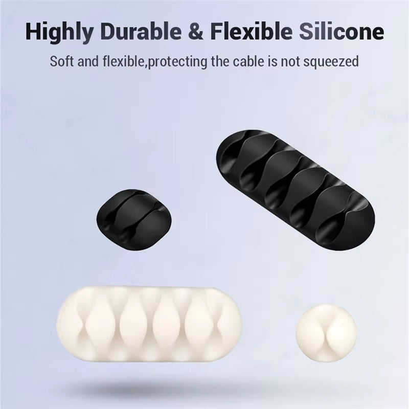 Silicone USB Cable Organizer USB Charging Cable Winder Desktop Tidy Management Clips Cable Holder for Mouse Earphone Accessories
