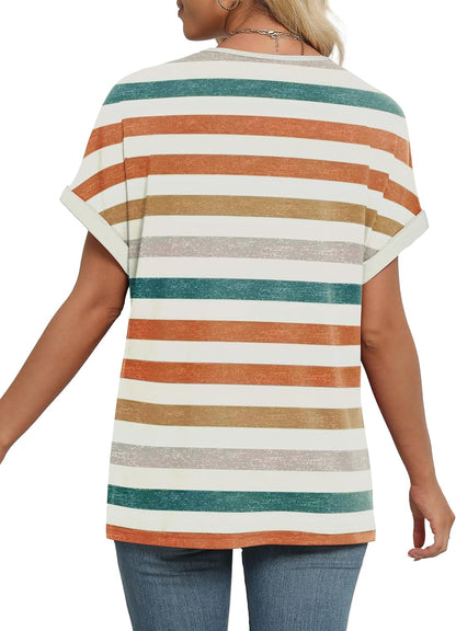 Womens Summer Tops Short Dolman Sleeve Shirts 2025 Fashion V Neck Outfits Clothes