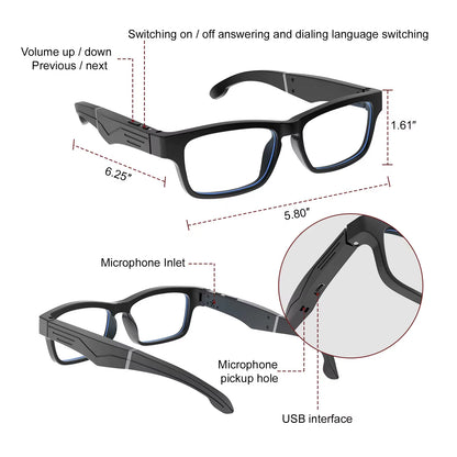 Smart Glasses, Bluetooth for Men Women Wireless Glasses with Speakers, Built-In Mic, Clear Phone Calls Game Music Audio for And