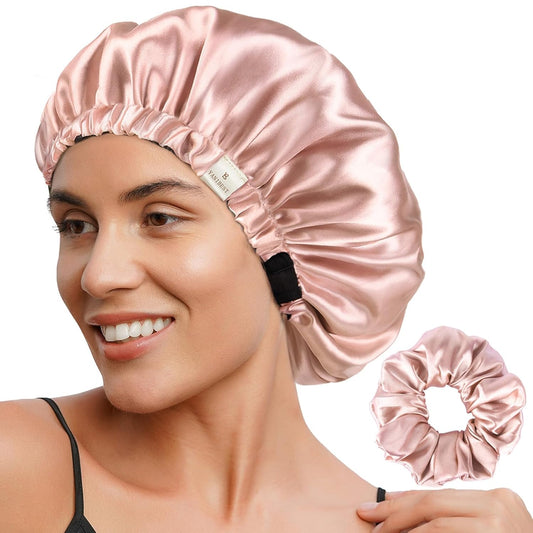 Double Layer Satin Bonnet Silk Bonnet Adjustable Hair Bonnet for Sleeping Bonnets for Women Curly Natural Hair