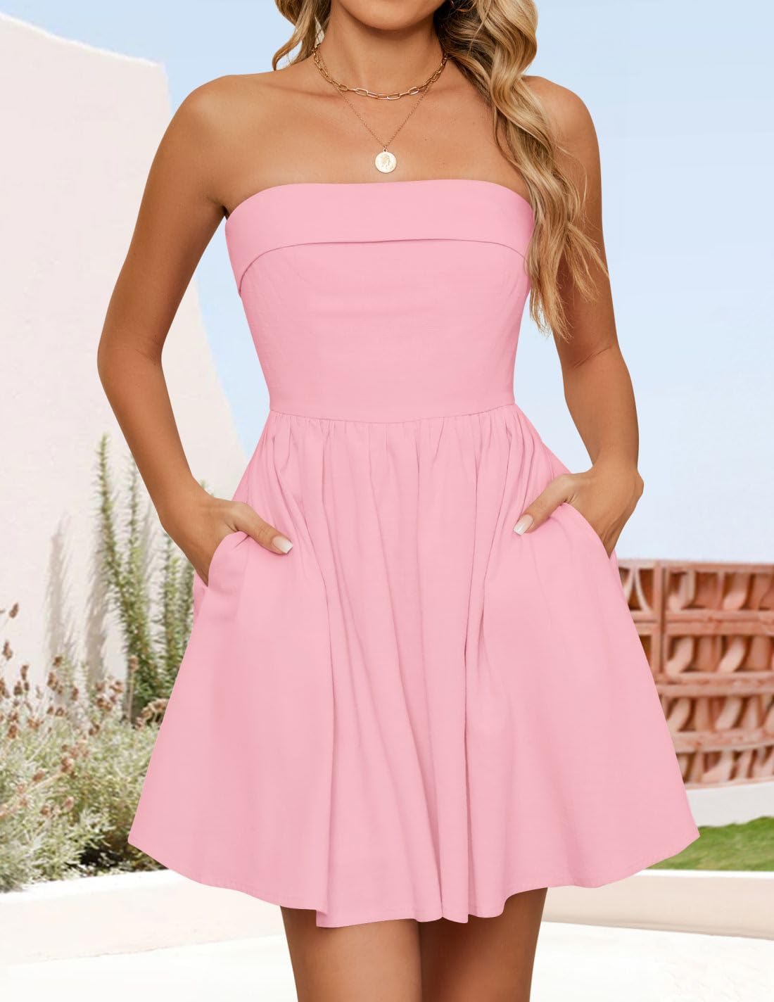 Women'S Summer Strapless Mini Dress 2025 Sexy off Shoulder High Waist a Line Swing Party Short Dresses