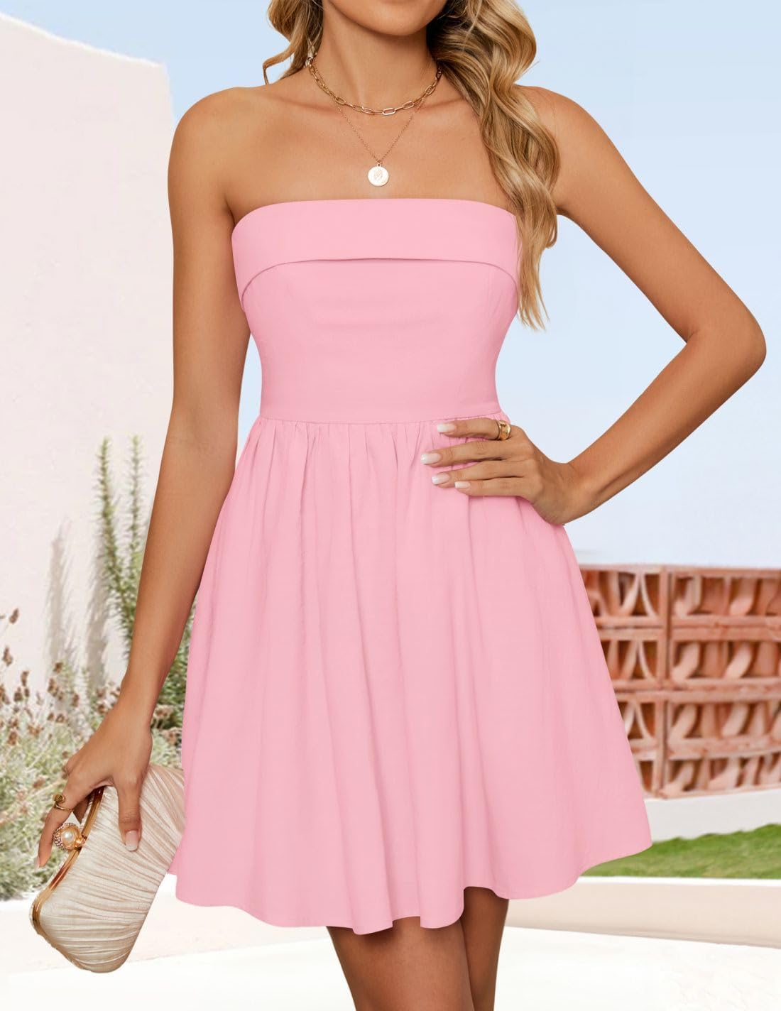 Women'S Summer Strapless Mini Dress 2025 Sexy off Shoulder High Waist a Line Swing Party Short Dresses