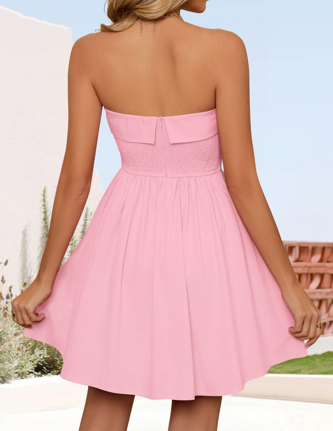 Women'S Summer Strapless Mini Dress 2025 Sexy off Shoulder High Waist a Line Swing Party Short Dresses