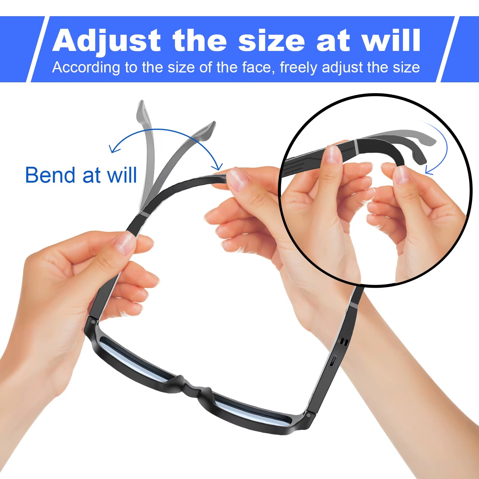 Smart Glasses, Bluetooth for Men Women Wireless Glasses with Speakers, Built-In Mic, Clear Phone Calls Game Music Audio for And