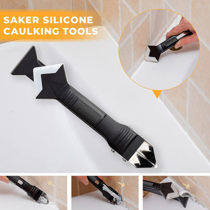 Silicone Caulking Tools-3 in 1 Sealant Finishing Tool Grout Remove Scraper,Caulk Remover Glass Glue Angle Scraper for Bathroom,Kitchen,Floor,Window,Sink Joint,Frames Seal