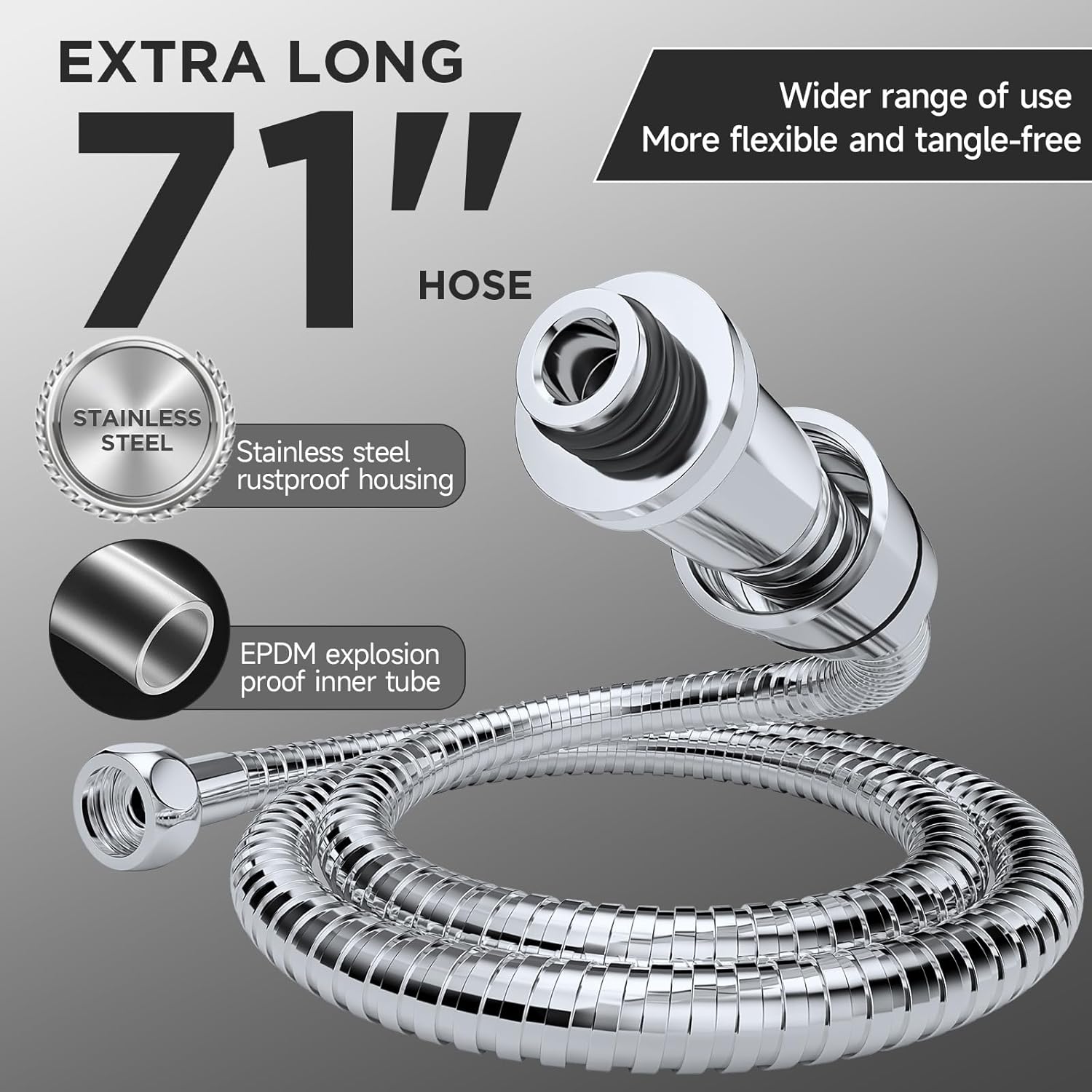 Wide Rain Shower Head with 6 Modes Handheld Water Spray，High Pressure Showerhead Combo with Arm for Bathroom Accessories，Home Decor Adjustable Dual Shower with Anti-Clog Nozzles,Silver Chrome