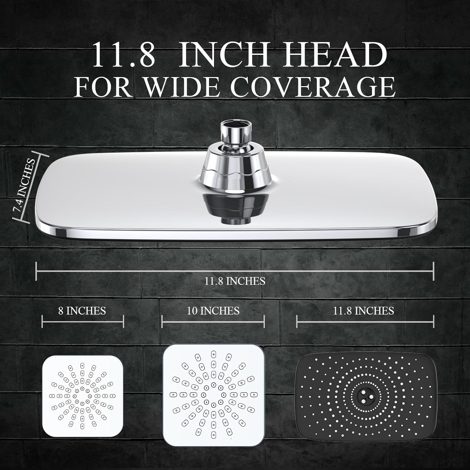 Wide Rain Shower Head with 6 Modes Handheld Water Spray，High Pressure Showerhead Combo with Arm for Bathroom Accessories，Home Decor Adjustable Dual Shower with Anti-Clog Nozzles,Silver Chrome