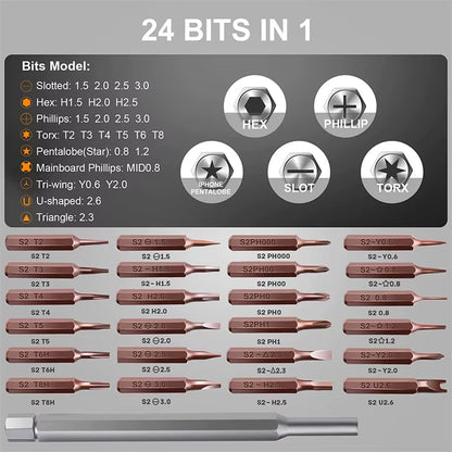 24 in 1 Premium Precision Screwdriver Set Small Screwdriver Set Magnetic Mini Screwdrivers Kit for Fixing Electronics Repair