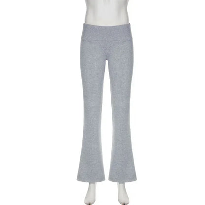 Women's Casual Slim Low-Waisted Boot Cut Flare Pants - Y2K Inspired Streetwear for Autumn and Spring 2024
