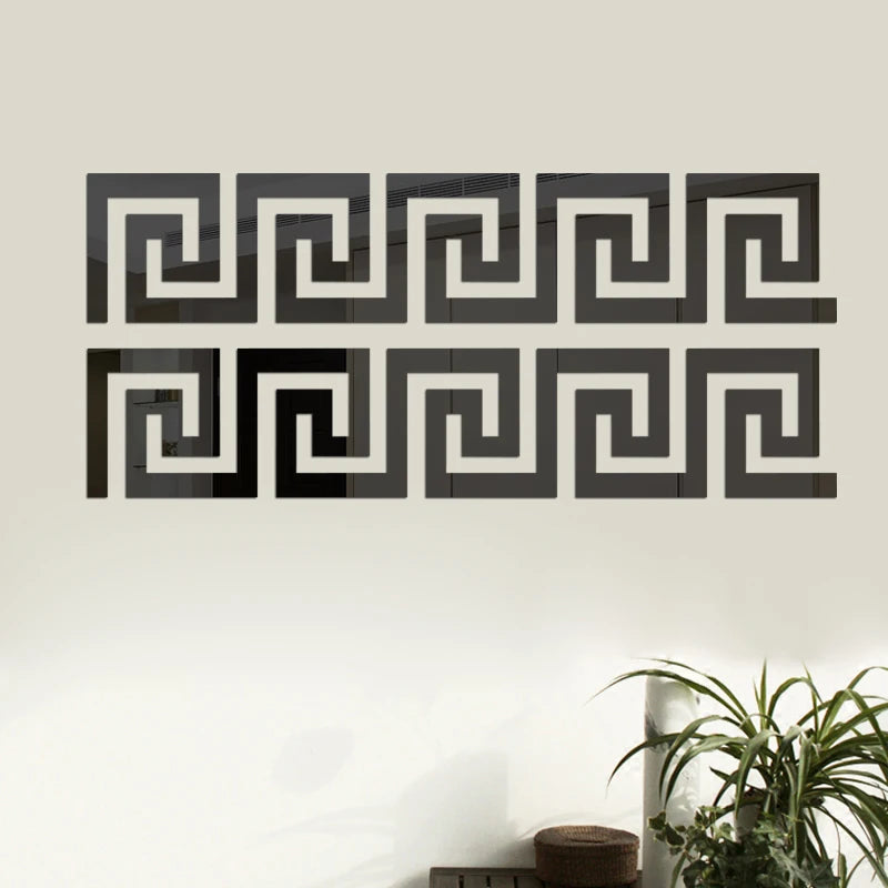 Wall Mirror Sticker with Adhesive for Living Room Bedroom Edge Strip Corner Line Building Border Home Decor