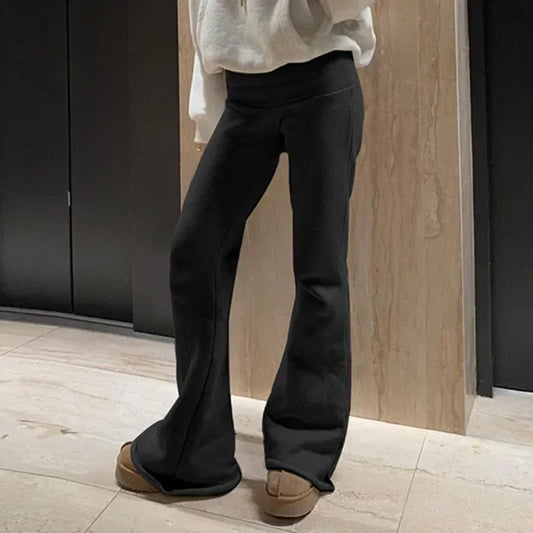 Women's Casual Slim Low-Waisted Boot Cut Flare Pants - Y2K Inspired Streetwear for Autumn and Spring 2024