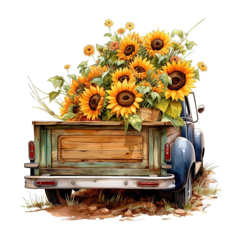 C222# Sunflowers Bouquet Wall Sticker Bathroom Toilet Decor Living Room Cabinet Refrigerator Home Decoration Decals
