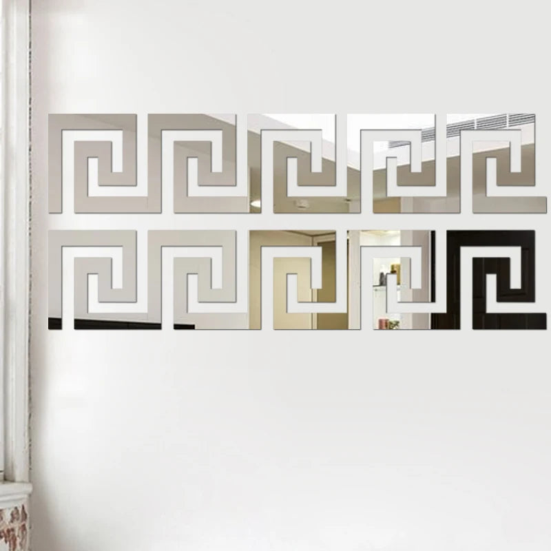 Wall Mirror Sticker with Adhesive for Living Room Bedroom Edge Strip Corner Line Building Border Home Decor