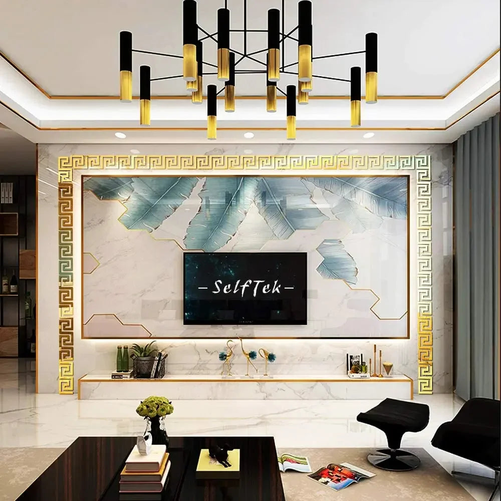 Wall Mirror Sticker with Adhesive for Living Room Bedroom Edge Strip Corner Line Building Border Home Decor