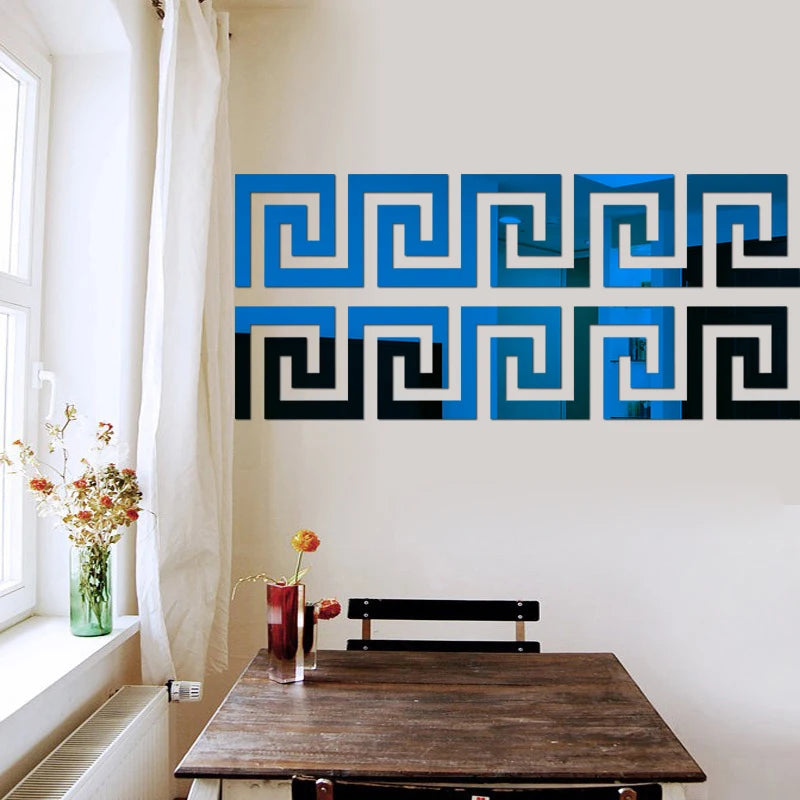 Wall Mirror Sticker with Adhesive for Living Room Bedroom Edge Strip Corner Line Building Border Home Decor