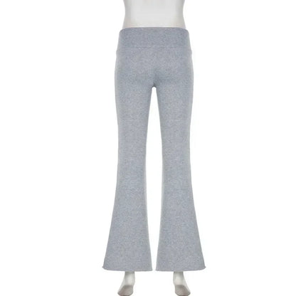 Women's Casual Slim Low-Waisted Boot Cut Flare Pants - Y2K Inspired Streetwear for Autumn and Spring 2024
