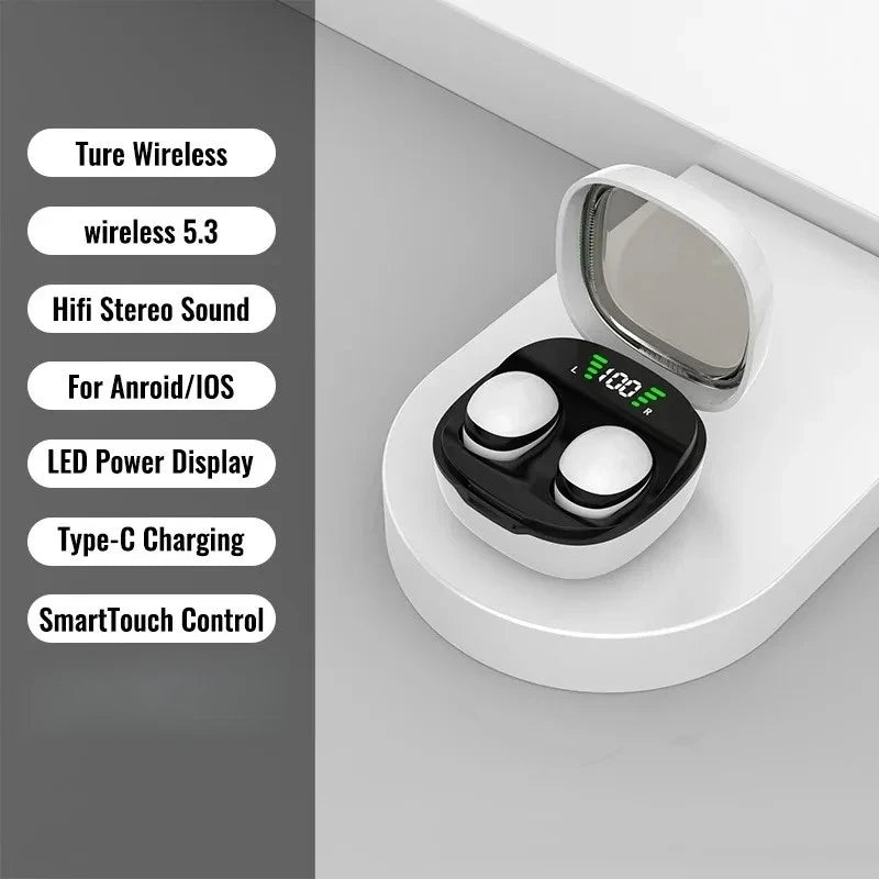 Mini 5.3 Wireless Bluetooth Headset Small Earbuds Sleep Work Sports Invisible Headphones HD HIFI Bass Sound Quality Earphones