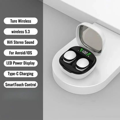 Mini 5.3 Wireless Bluetooth Headset Small Earbuds Sleep Work Sports Invisible Headphones HD HIFI Bass Sound Quality Earphones