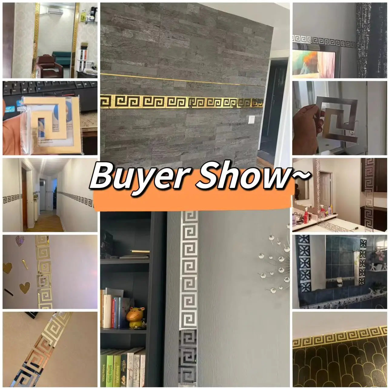 Wall Mirror Sticker with Adhesive for Living Room Bedroom Edge Strip Corner Line Building Border Home Decor