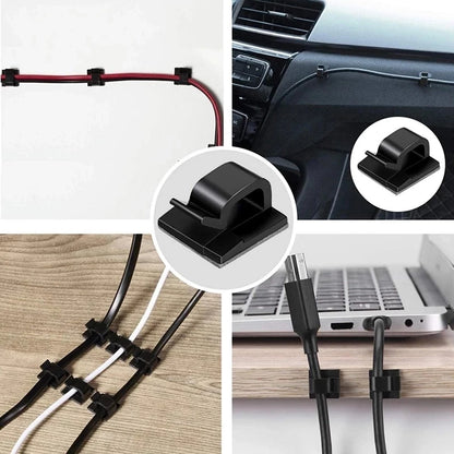 Cable Organizer Clips Wire Winder Holder Cord Protector USB Cable Management Adhesive Hooks Desk Clamp for Car Earphone Mouse