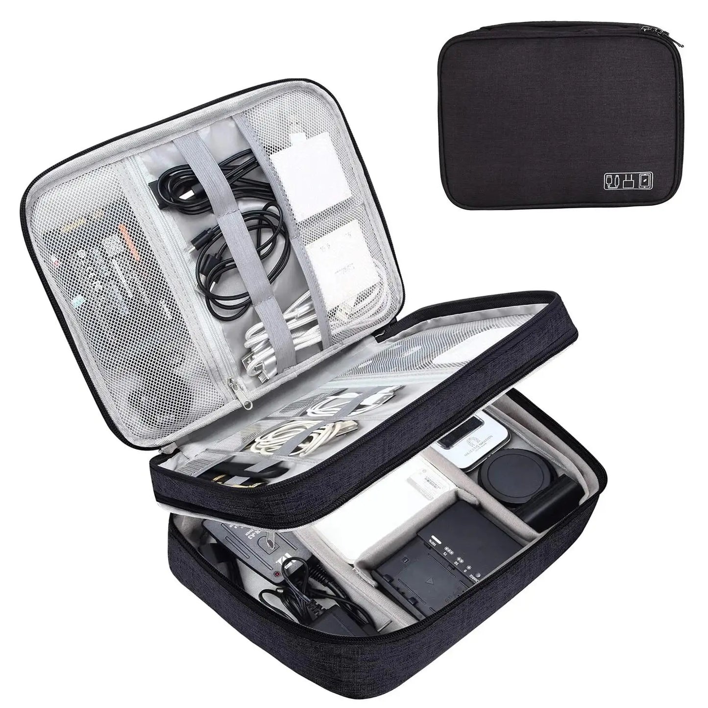 Digital Accessory Storage Bag Multi-Layer Practical Power Bank USB Flash Drive Data Cable Earphones Dustproof Travel Storage Bag