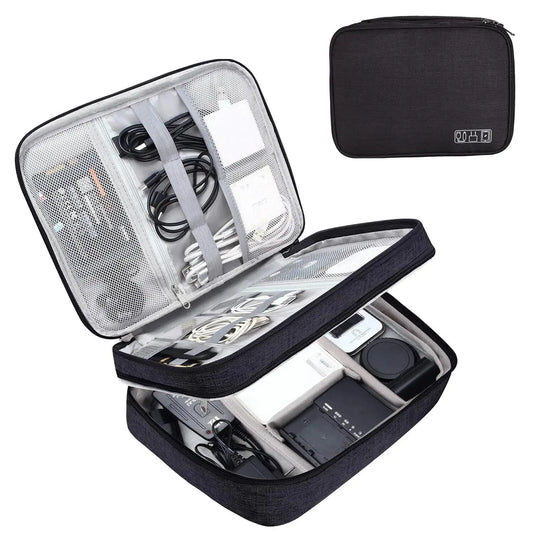 Digital Accessory Storage Bag Multi-Layer Practical Power Bank USB Flash Drive Data Cable Earphones Dustproof Travel Storage Bag