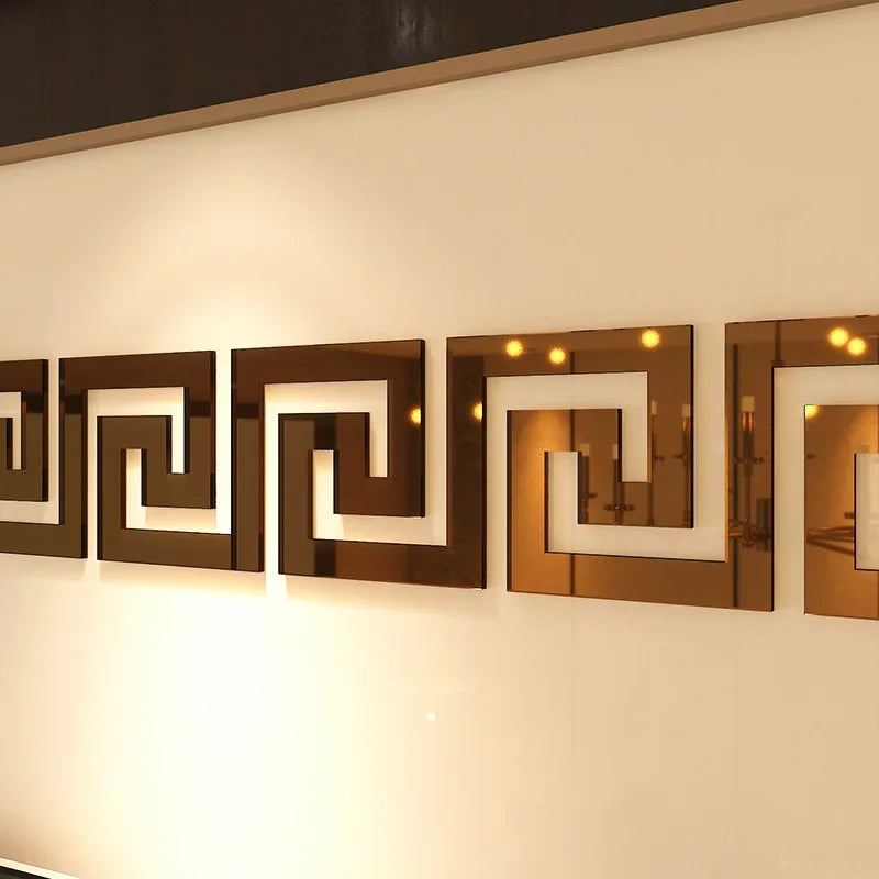 Wall Mirror Sticker with Adhesive for Living Room Bedroom Edge Strip Corner Line Building Border Home Decor