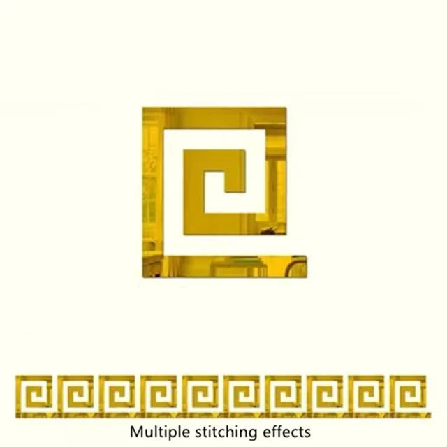 Wall Mirror Sticker with Adhesive for Living Room Bedroom Edge Strip Corner Line Building Border Home Decor