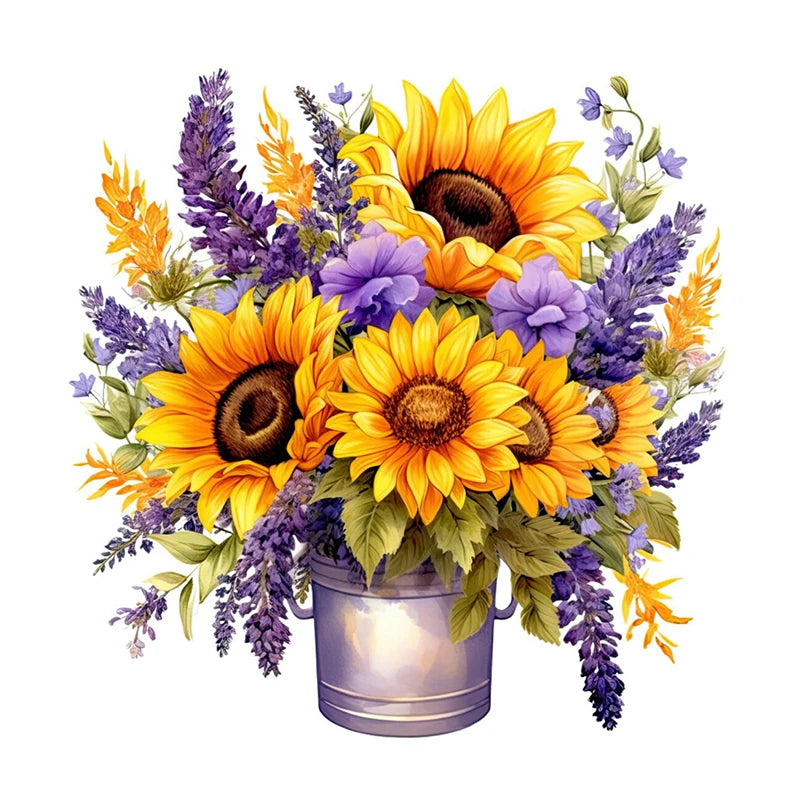 C222# Sunflowers Bouquet Wall Sticker Bathroom Toilet Decor Living Room Cabinet Refrigerator Home Decoration Decals