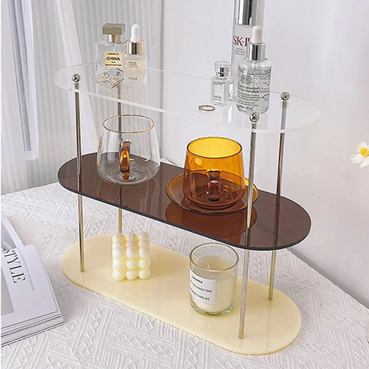 Ins Style Acrylic Multi-Layer Storage Rack Decorative Shelves Desk Organizer Makeup Jewelry Home Organization Garden