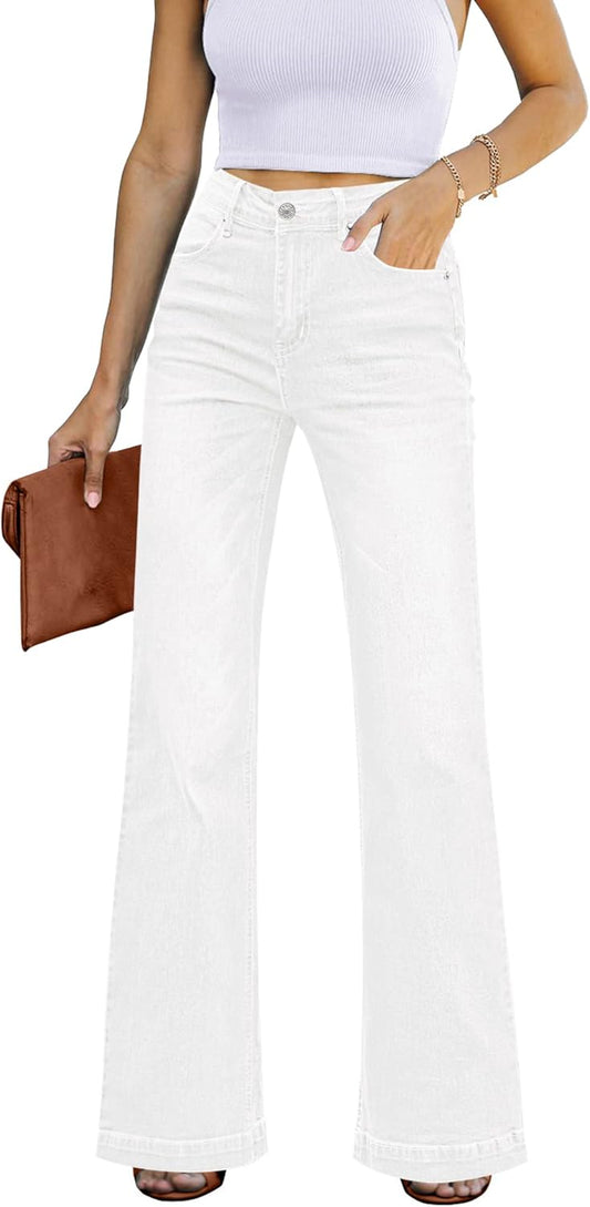 Womens Flare Jeans High Waisted Wide Leg Baggy Jean for Women Stretch Denim Pants