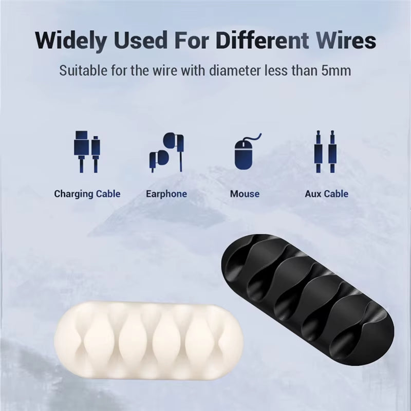 Silicone USB Cable Organizer USB Charging Cable Winder Desktop Tidy Management Clips Cable Holder for Mouse Earphone Accessories